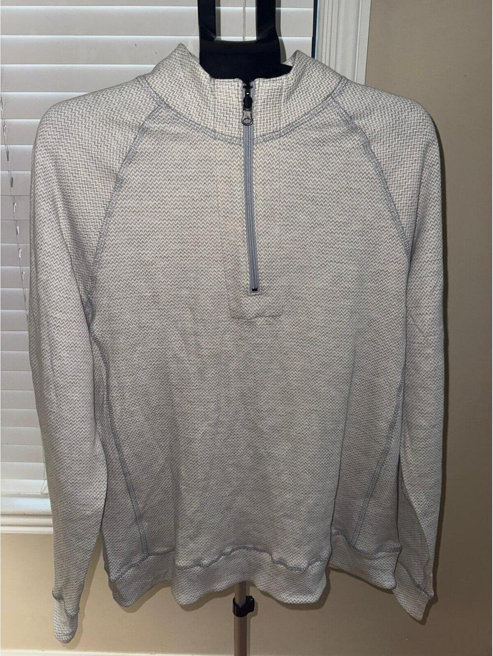 American Giant Reversible Quarter Zip Pullover Men’s Medium Gray Chevron Made US